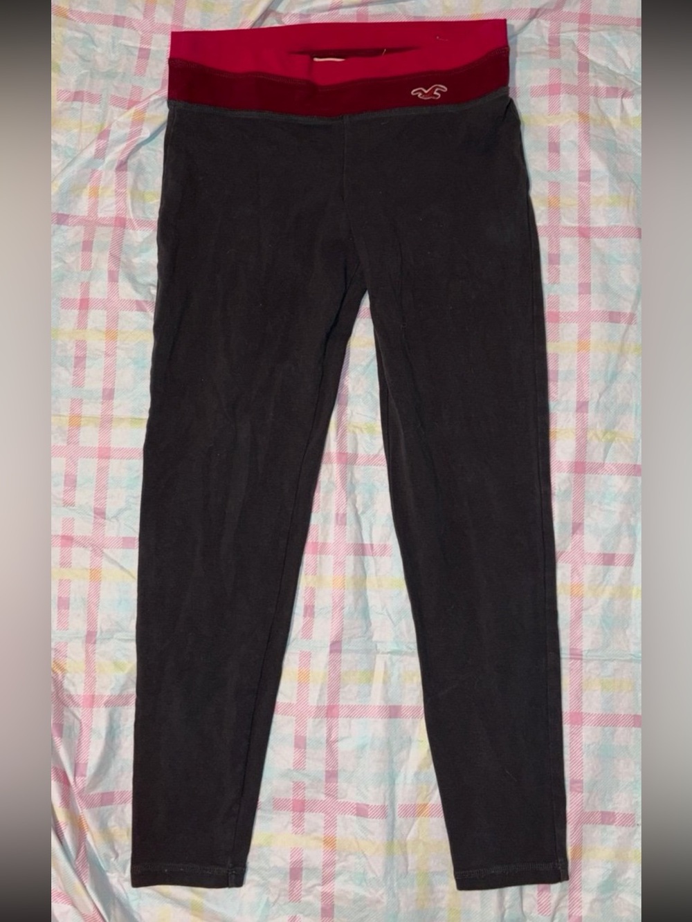 Hollister Black Leggings  Hollister vintage 2000 Hot Pink Waistband Trim
